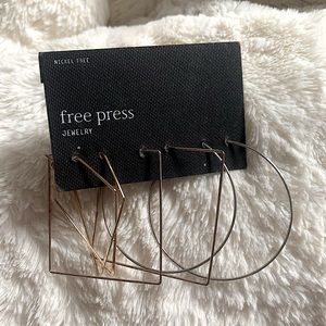Free Press Set of 3 Geo Hoop Earrings